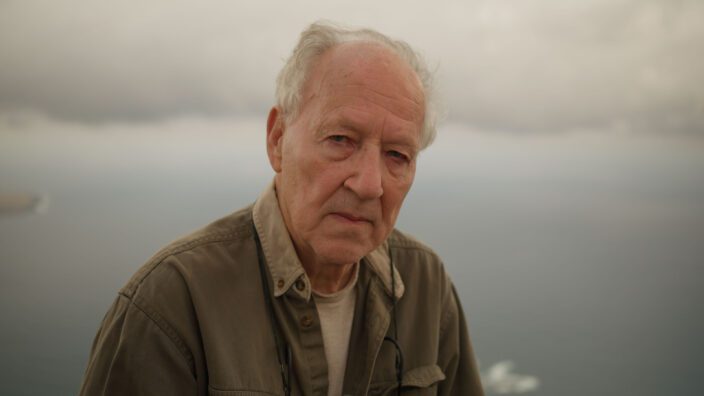 Werner Herzog in a beige overshirt