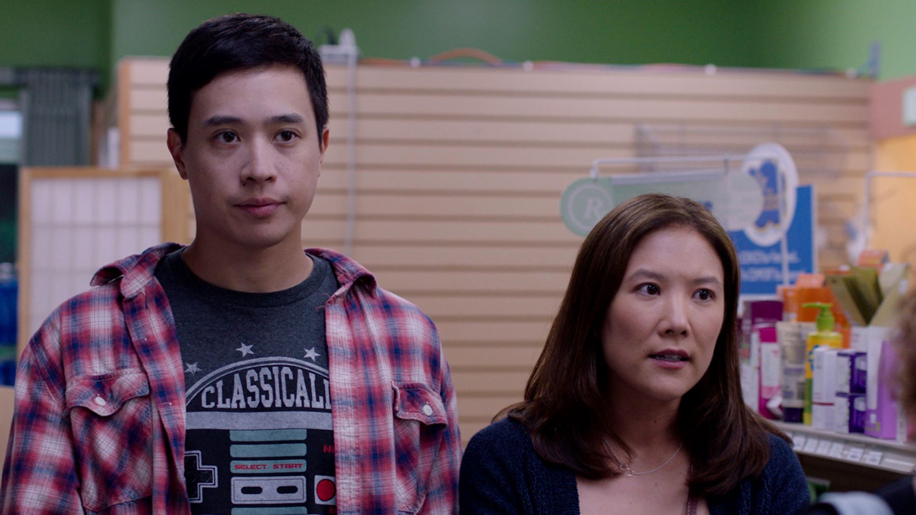 Dealing with Dad: Larry (Hayden Szeto) and Margaret (Ally Maki)