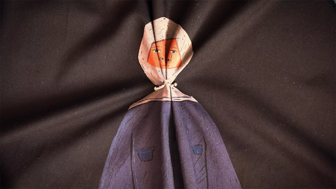 An illustration of a person in a hijab from the short film "Our Uniform".