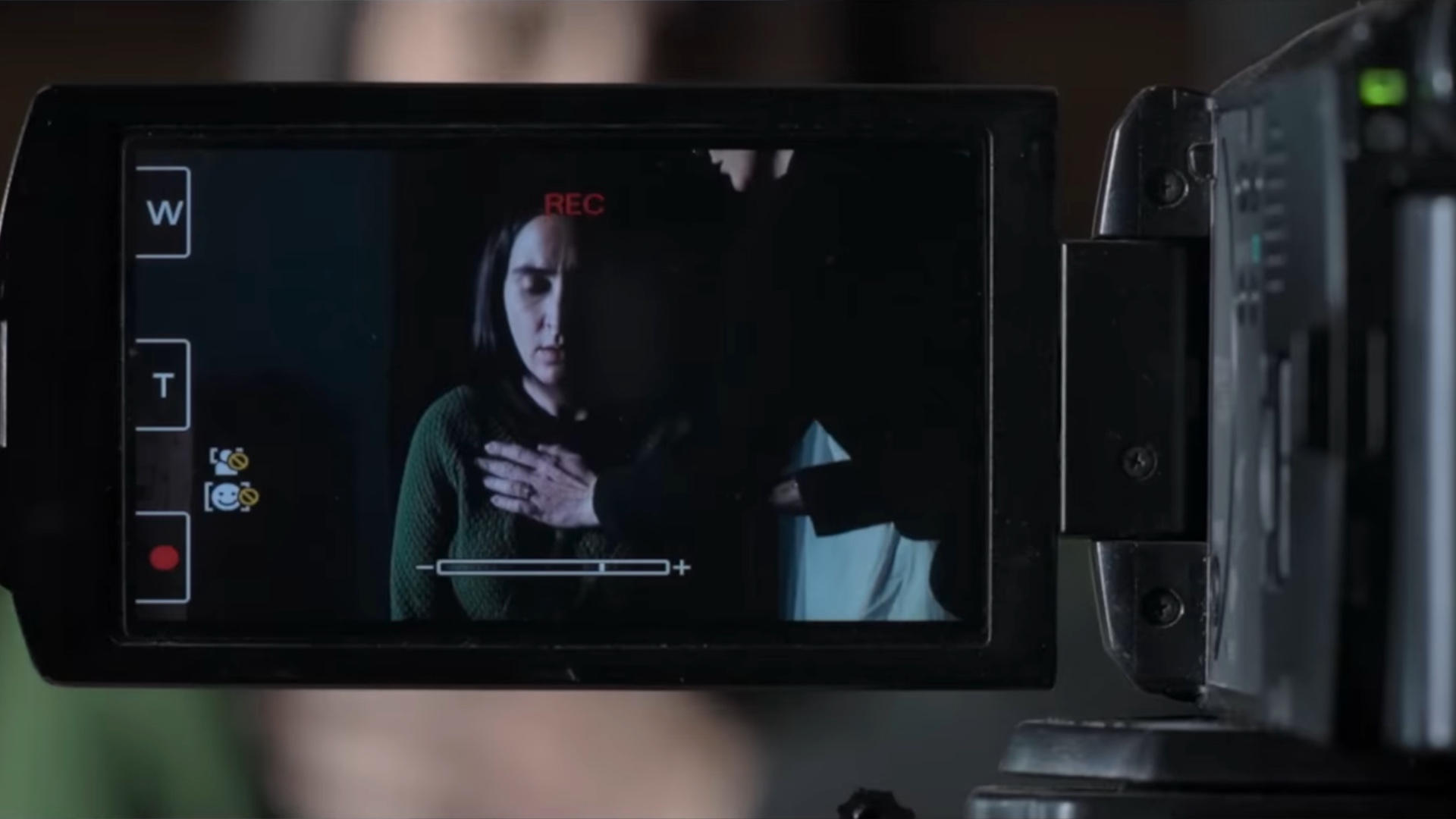 Camera recording woman in distress