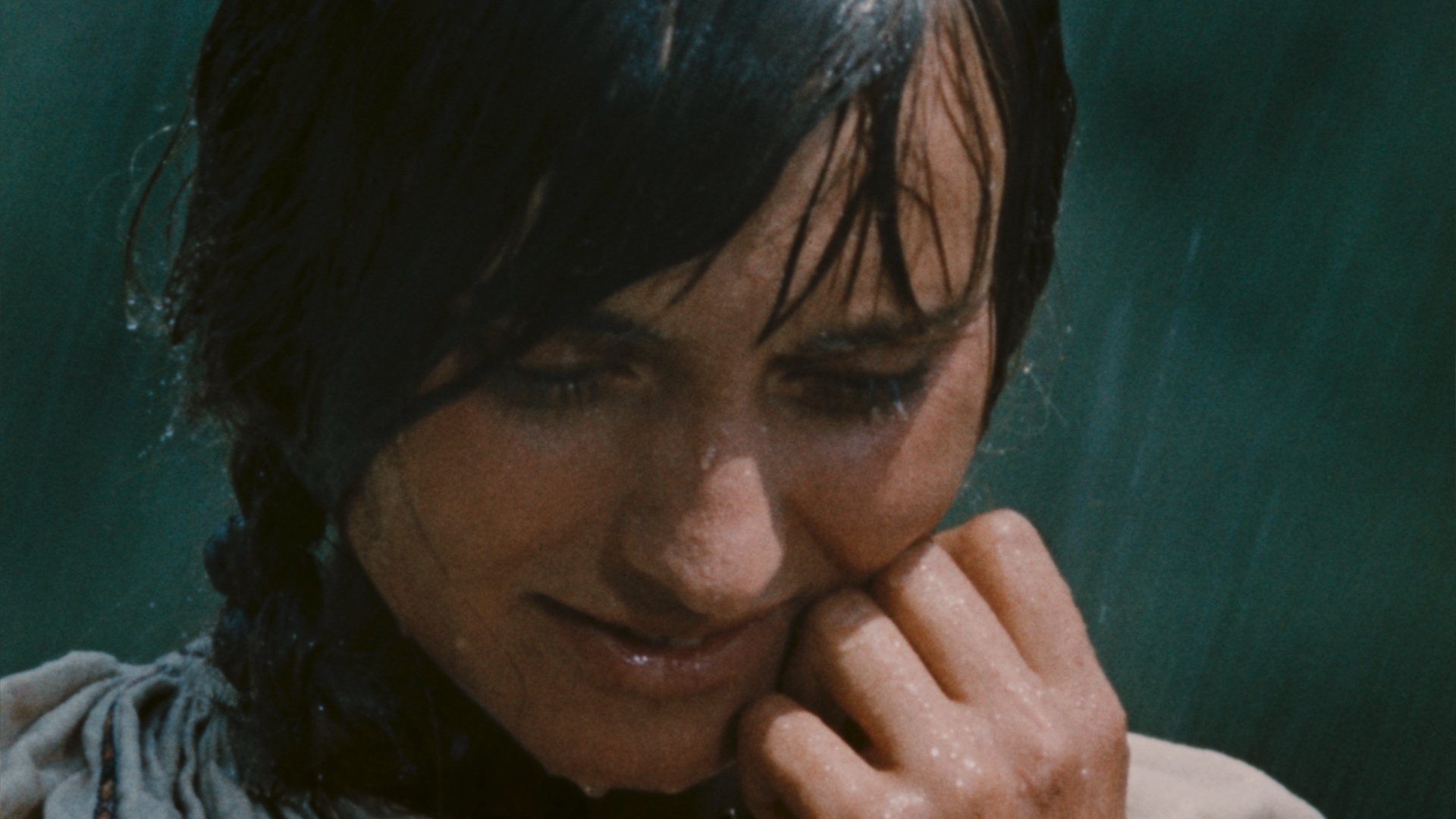 Woman under the rain